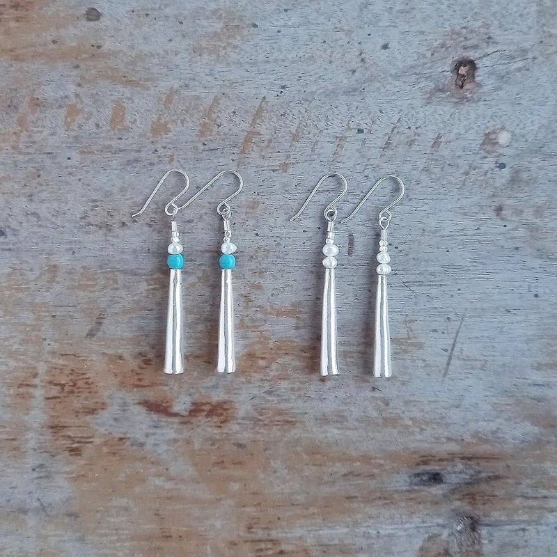 Karen Silver cone, howlite turquoise, freshwater pearl earrings / pierced earrings or Clip-On - Earrings & Clip-ons - Silver Silver