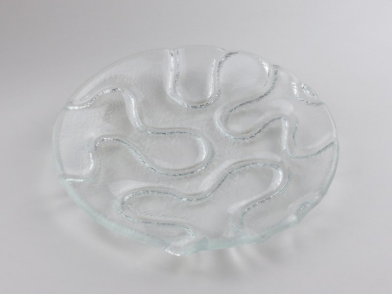 Icon curve glass plate (20cm circle) -95001 - จานเล็ก - แก้ว สีใส