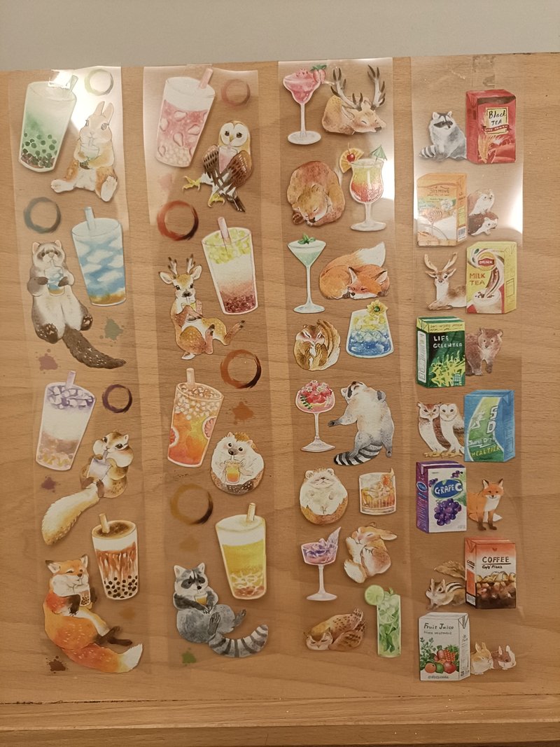 飲料小動物/PET/6CM/5M/130CM 1circle - 紙膠帶/和紙/PET - 紙 紅色