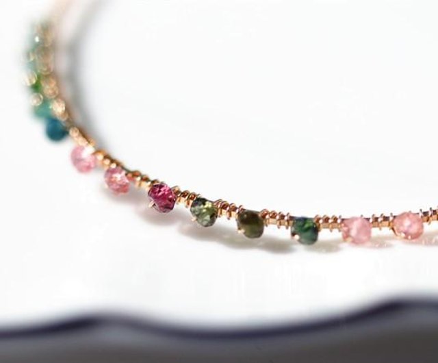 オリジナル カラフル トルマリンのバングル 重ね付けにも 10月誕生石