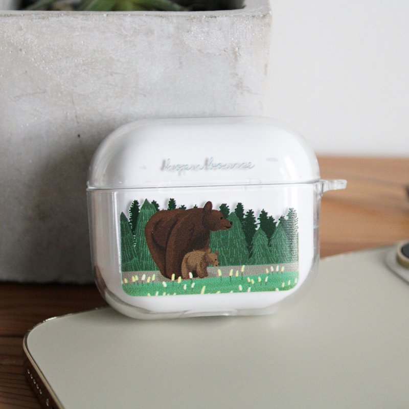 子熊 透明 AirPods ケース（ハードケース/ソフトケース選択可） - イヤホン収納 - プラスチック 透明