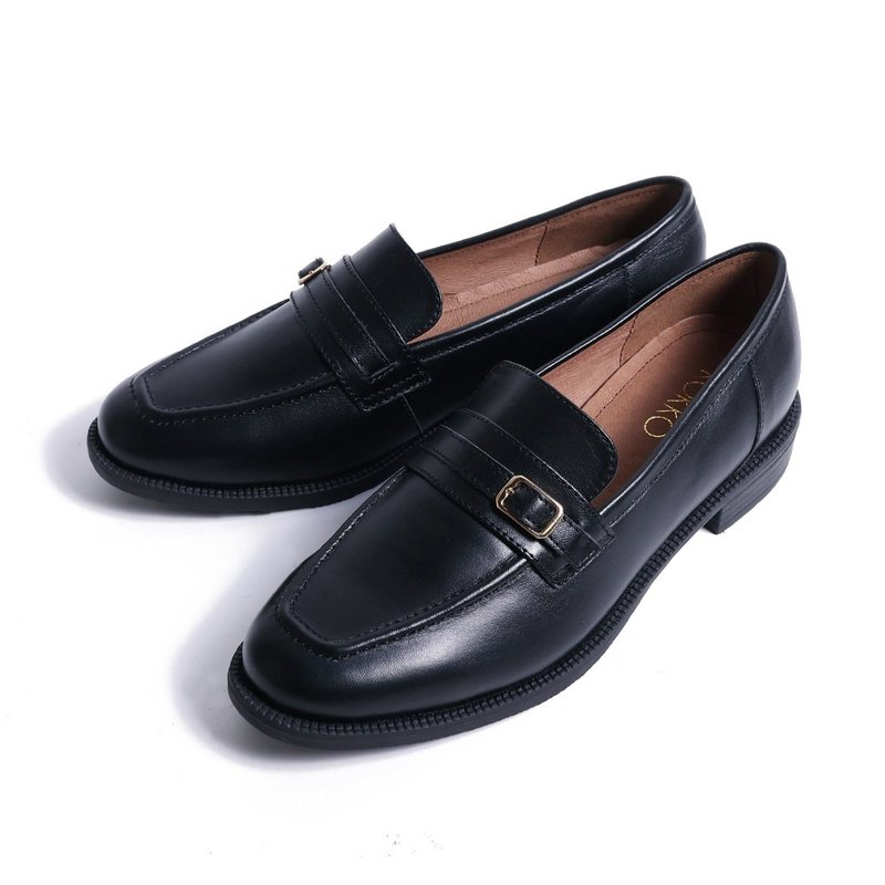 ブリティッシュテイストの上質、やや幅広牛革ローファー ブラック - オックスフォードシューズ - 革 ブラック