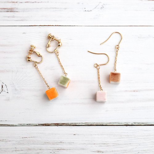 po-to-bo Cube earrings Autumn color