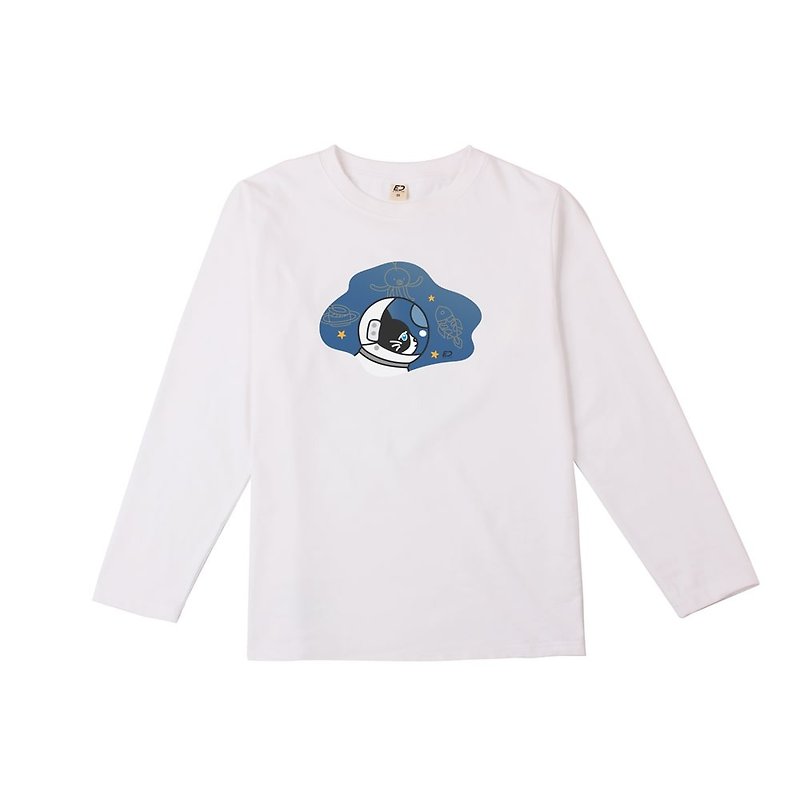 Order-[Cat's Day] Cat Astronaut Long T/Women's Tops/Men's Tops/T-Shirt - Women's T-Shirts - Cotton & Hemp White