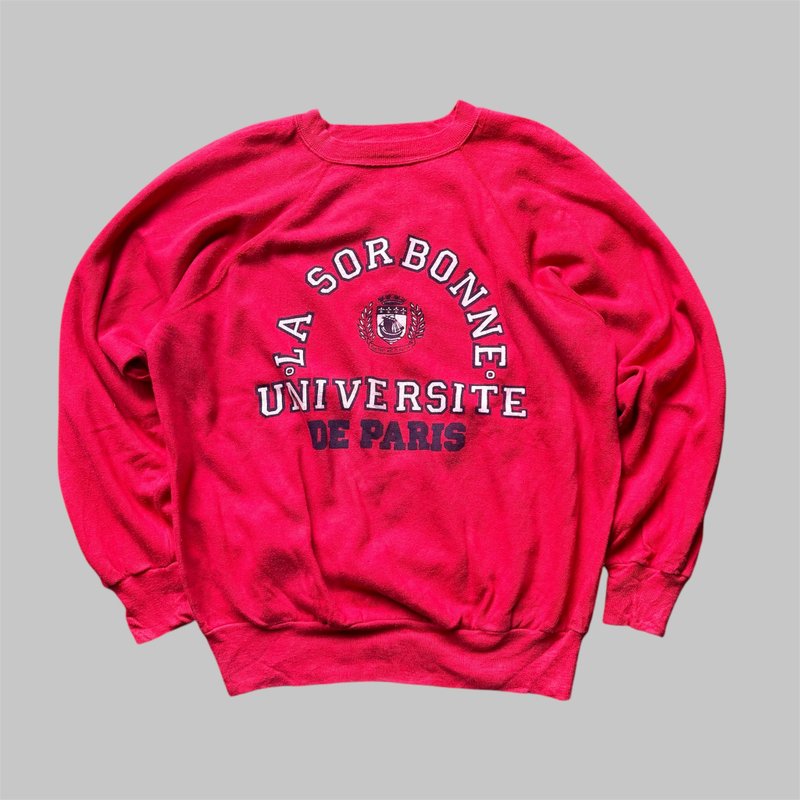 歐洲古著 法國巴黎大學T Sweatshirt - 帽T/大學T - 棉．麻 紅色