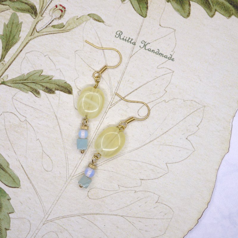 Spring  Tianhe stoneOpal earrings - Earrings & Clip-ons - Gemstone Yellow