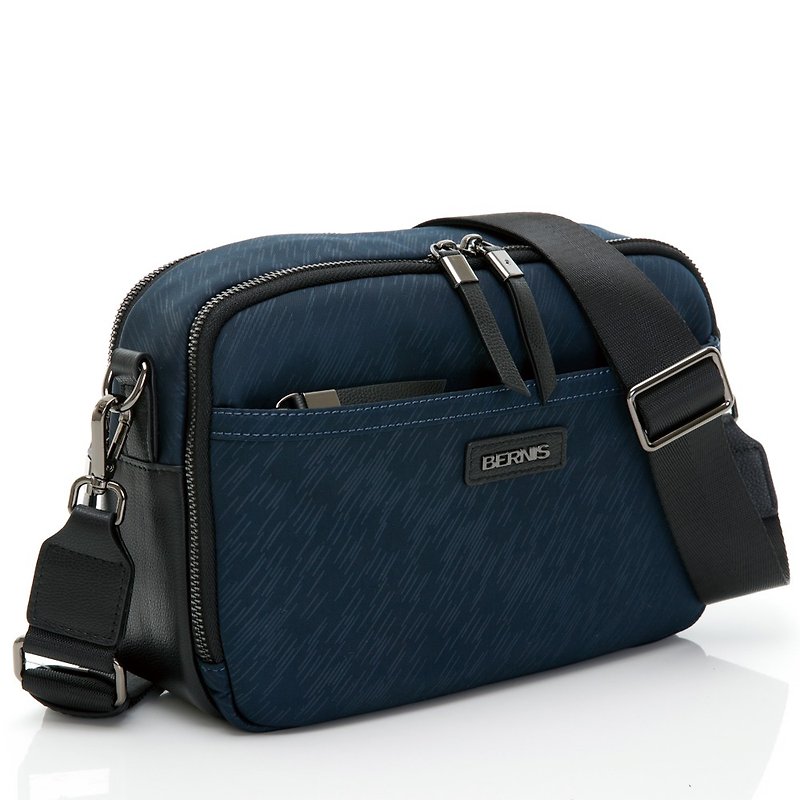 Drizzle twill nylon | oblique side multifunctional horizontal bag-blue | BERNIS BNE19053DB - Messenger Bags & Sling Bags - Nylon Blue