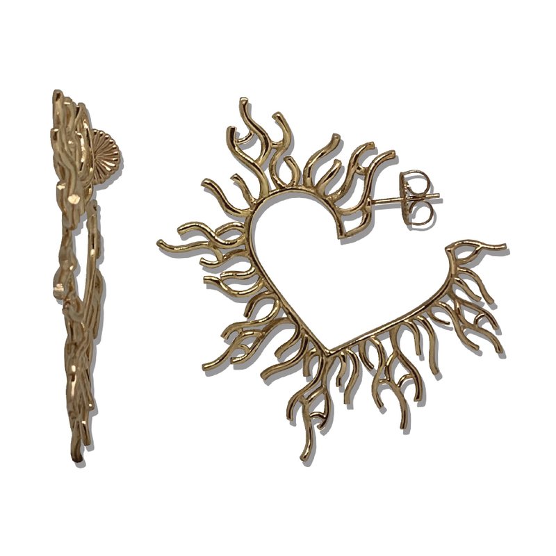 SITA / walks through Fire : Earring Heart Fire - 耳環/耳夾/耳骨夾 - 純銀 粉紅色