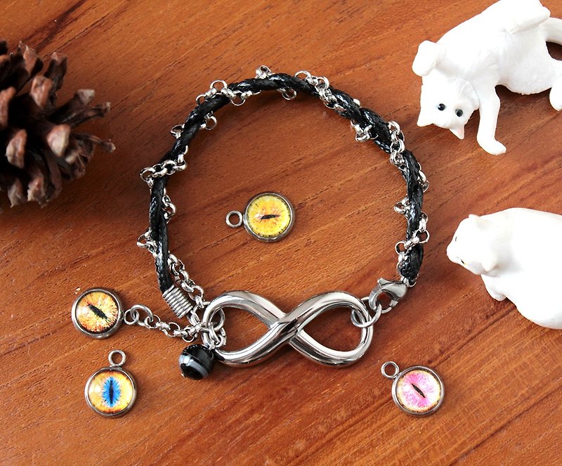 10mmEYE Large Infinity Cat Eye Bracelet - สร้อยข้อมือ - โลหะ สีดำ