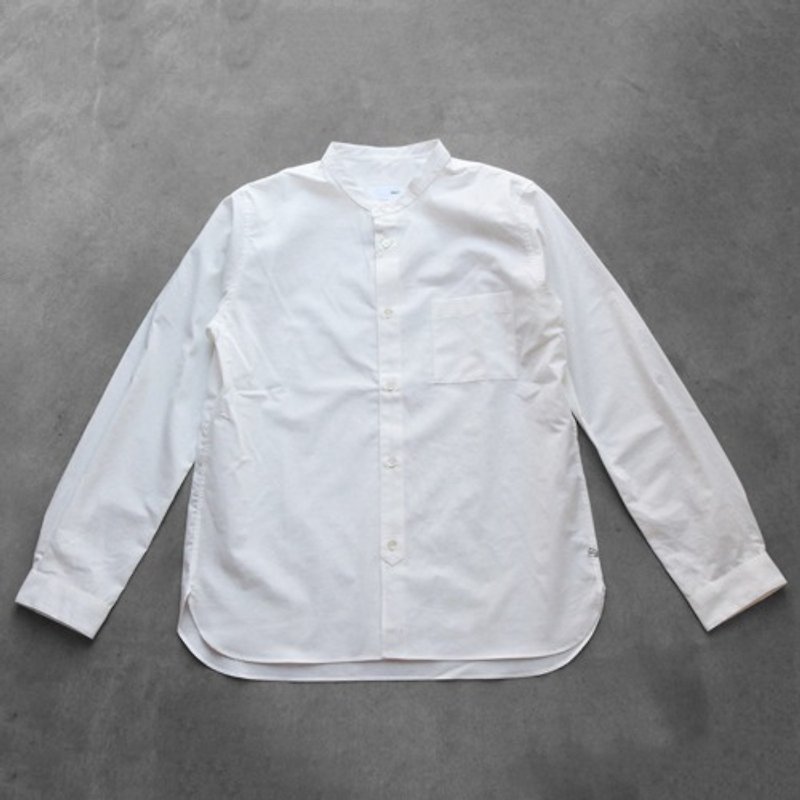 Band collar cotton shirt [unisex size3] - เสื้อยืดผู้ชาย - ผ้าฝ้าย/ผ้าลินิน 