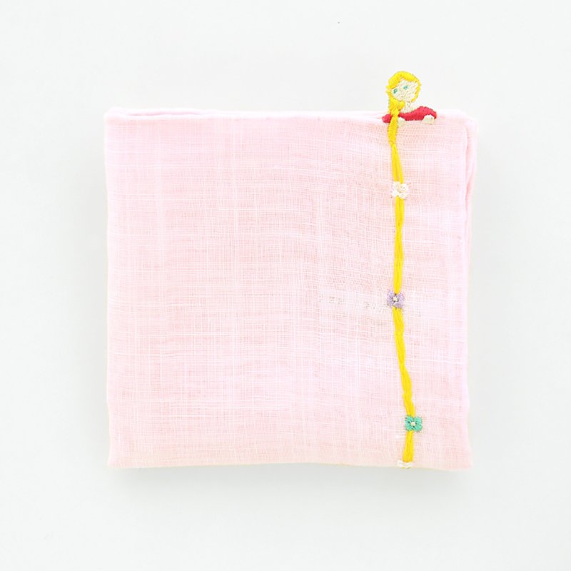 HIKKOMI Rapunzel Handkerchief 41 x 41 cm 50% cotton 50% linen Made in Japan Gift - Handkerchiefs & Pocket Squares - Cotton & Hemp Pink