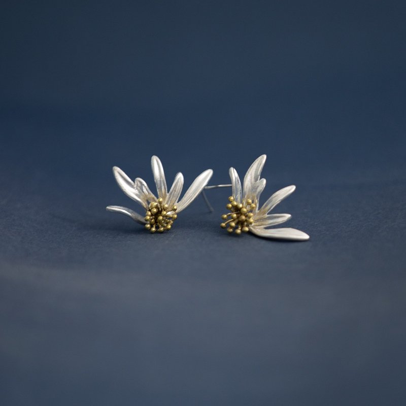 August southern Daisy flower flower flower plant ear studs advanced sense stereo - Earrings & Clip-ons - Sterling Silver Silver