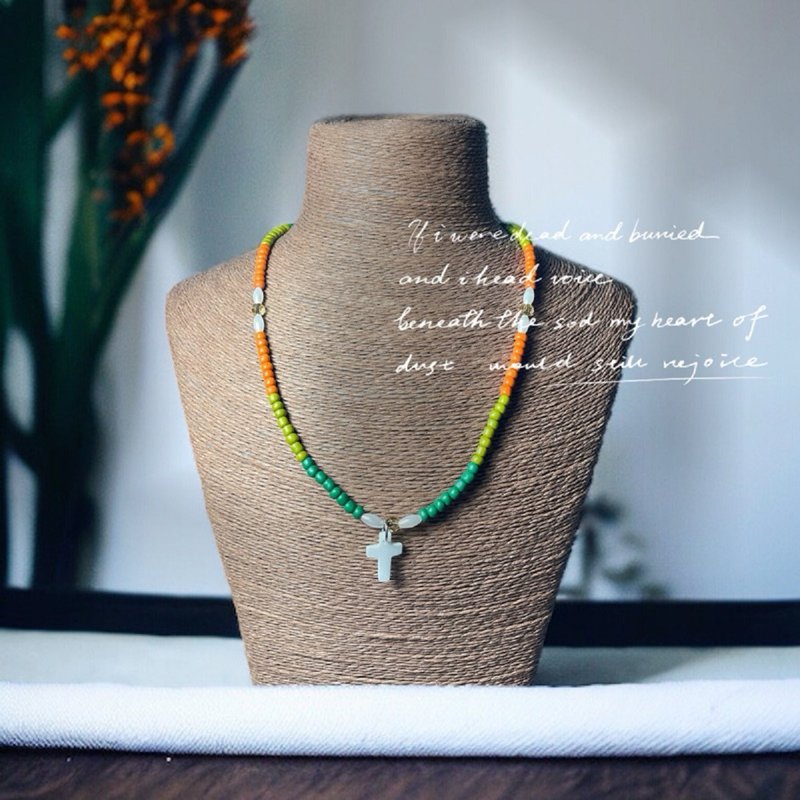 【VAWNI】Handmade/Original Necklace No.3 - สร้อยคอ - แก้ว สีเขียว