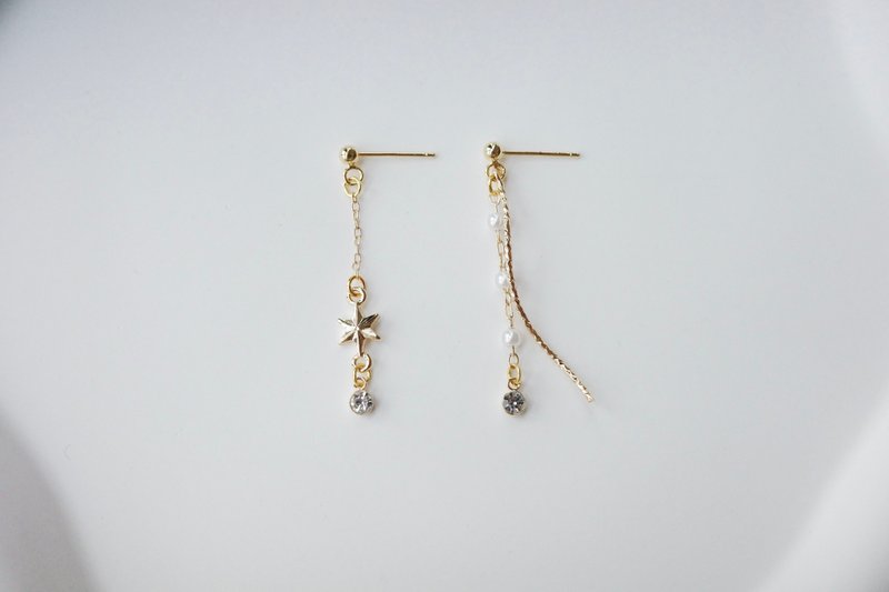 AStarIsBornシリーズ—微光の星軌道 手作りピアス - ピアス・イヤリング - その他の素材 ゴールド