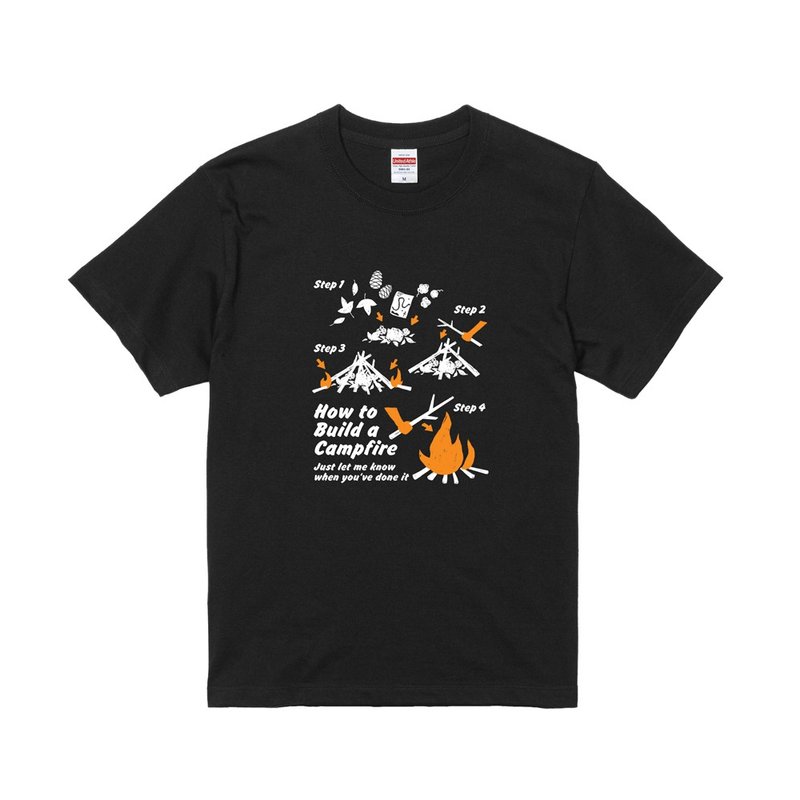 キャンプマスター Tシャツ - キャンプファイヤー - トップス ユニセックス - コットン・麻 ブラック