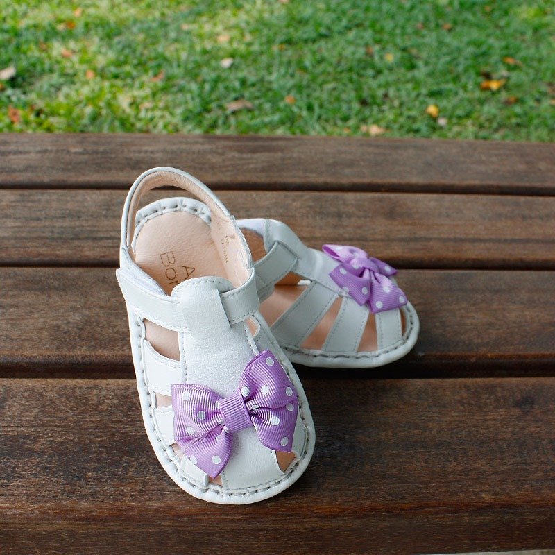蝴蝶飛飛寳寳涼鞋-薰衣草紫 - 童裝鞋 - 真皮 白色