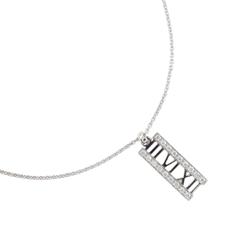 【日本直送】ティファニー TIFFANY&Co. アトラス オープンバー ネックレス K18WG×ダイヤモンド 約6.6g レディース【中古】 - 項鍊 - 貴金屬 銀色