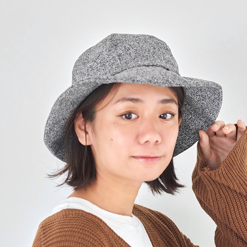 Cloche Hat, Ribbon Hat, Tweed Fabric, Mushroom Hat, Cloche, Kentucky Derby Hat - หมวก - เส้นใยสังเคราะห์ สีเทา