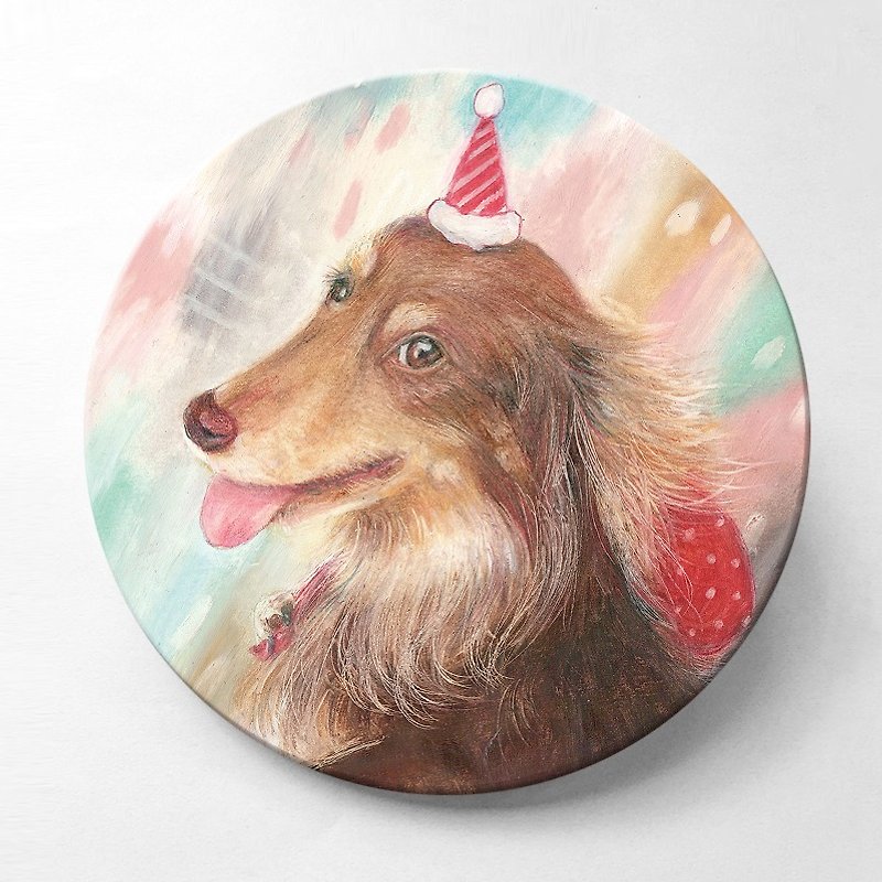 Birthday dachshund - ceramic absorbent coaster - Coasters - Pottery 