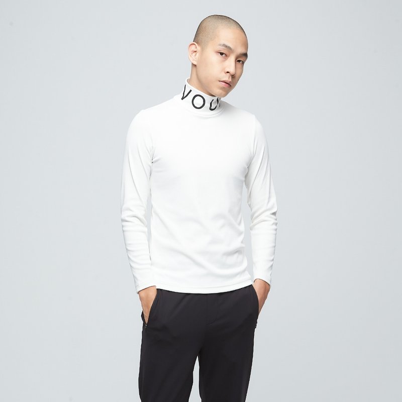 Cozee - Antibacterial Logo Turtleneck (Unisex) - Champagne White - Men's T-Shirts & Tops - Polyester White