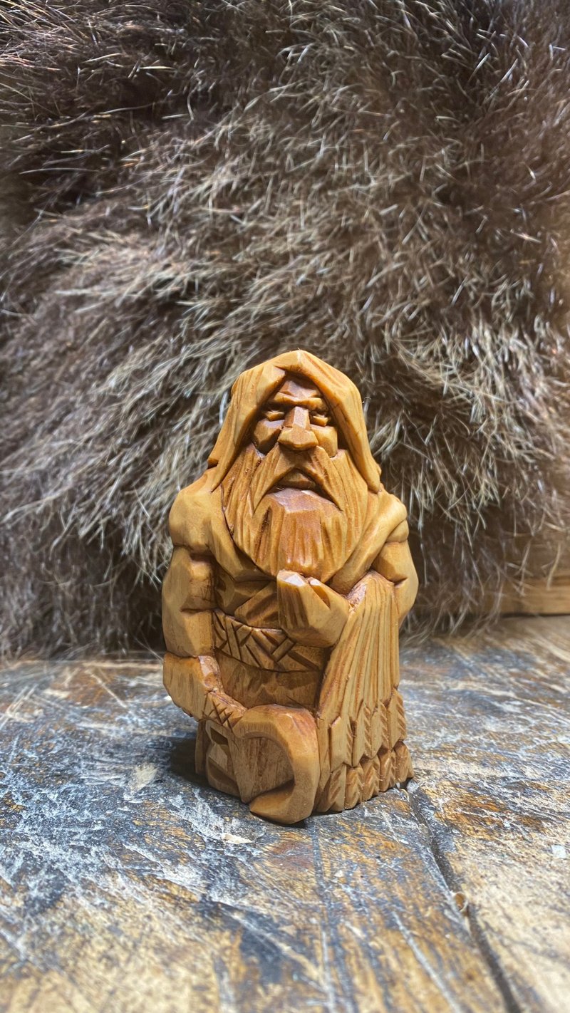 Norse god Freyr wooden statue - Stuffed Dolls & Figurines - Wood 