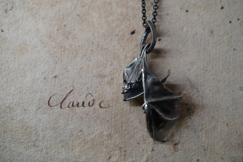 925 Silver Bat Pendant with 16 inches silver chain - Necklaces - Sterling Silver Silver