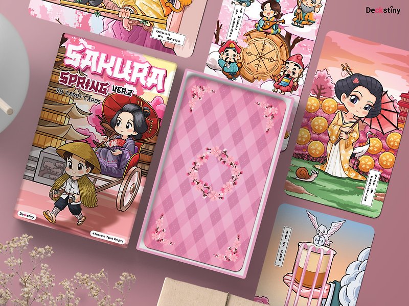 78pcs Sakura Spring Tarot Version 2  (1 of 4seasons set) - Cards & Postcards - Paper Pink