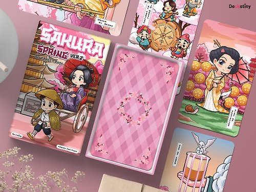 Deckstiny, the tiny destiny decks 78pcs Sakura Spring Tarot Version 2 (1 of 4seasons set)