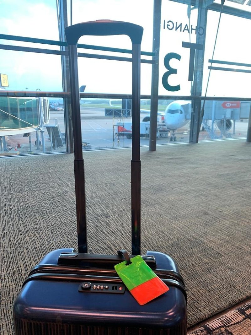 Keep Calm &amp; Travel On Neon Jelly 3M Luggage Tag - Green - Orange