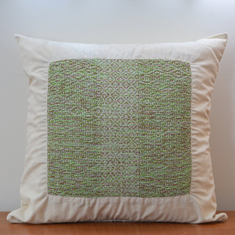 Guardian's Eye/Seediq Handwoven Cushion/Pillow/Morandi Green - Pillows & Cushions - Cotton & Hemp Multicolor