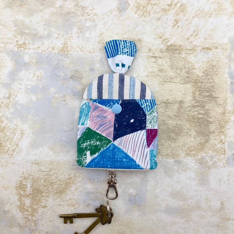 彩色房屋。鋪棉鑰匙包—可放卡片、鈔票 - 鑰匙圈/鑰匙包 - 棉．麻 