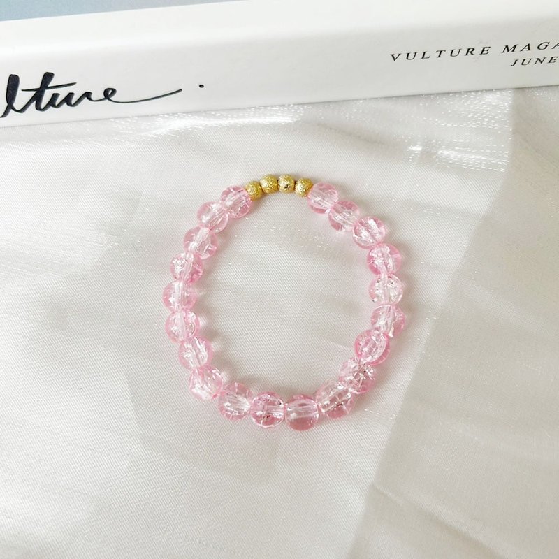 [Lily and Zooey] Warm charm of spring cherry | Ice-cracked glass bead bracelet - Bracelets - Colored Glass 