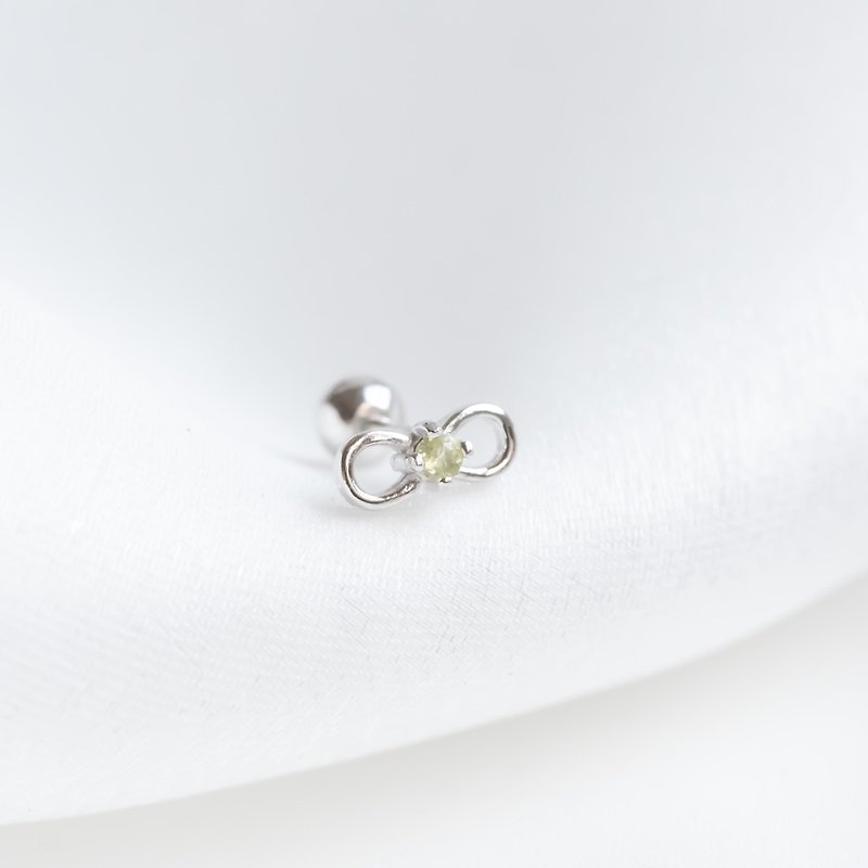 Stone 925 sterling silver infinite turn bead earrings - ต่างหู - คริสตัล สีเงิน