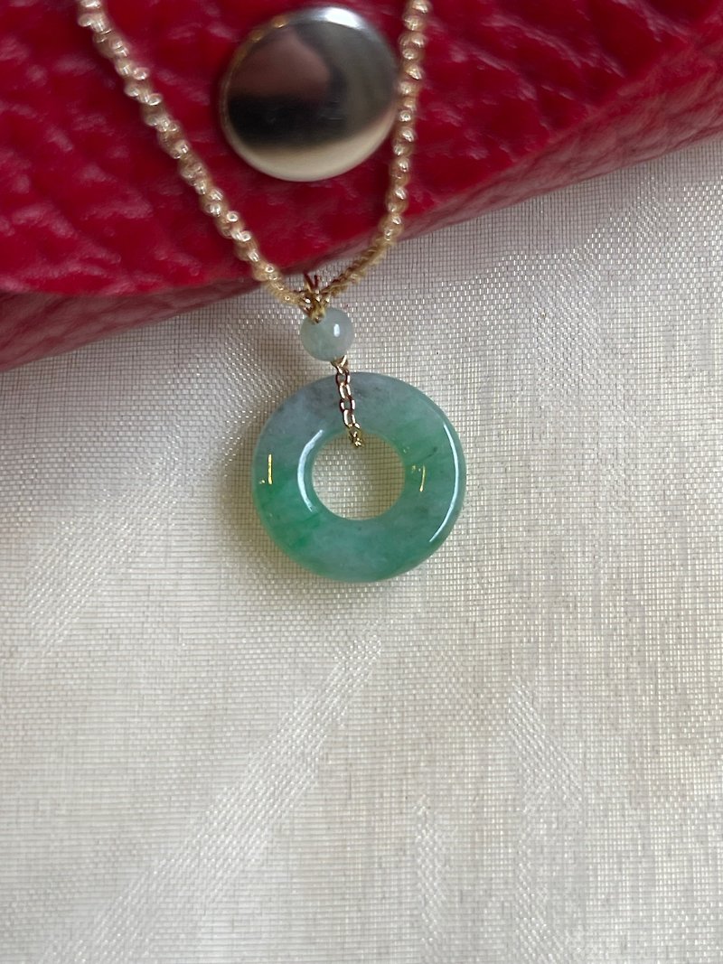 [Pray for Blessing II Peace] Necklace for Women II Burmese Jade Unoptimized Grade A Jade Necklace for Women Donuts - สร้อยคอ - หยก 