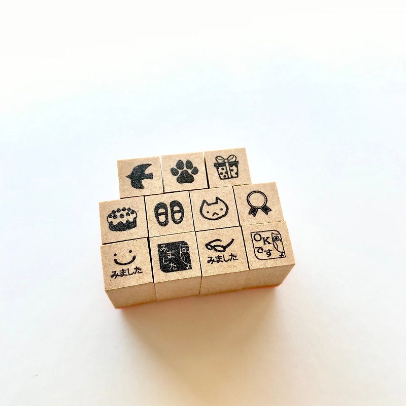Mini rubber stamp set 11 - ตราปั๊ม/สแตมป์/หมึก - ยาง สีดำ