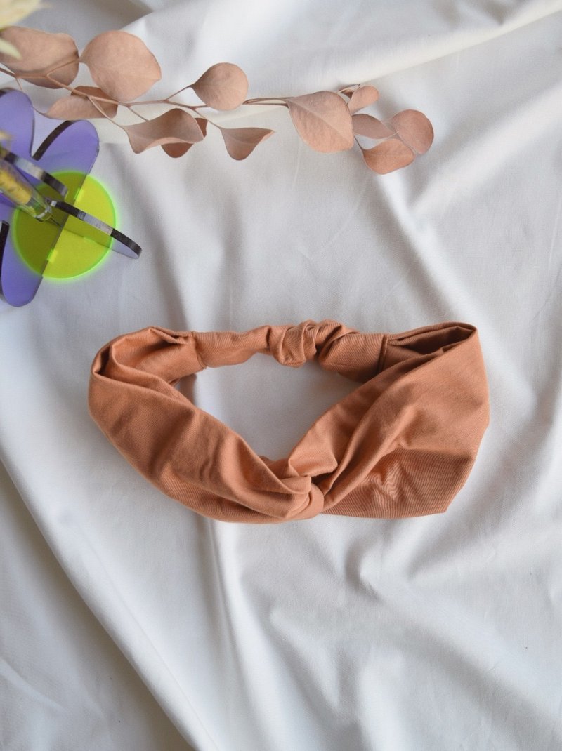 New 高品質【Peru T-shirt 】 cross turban hairband smork - 髮箍/髮帶 - 棉．麻 橘色