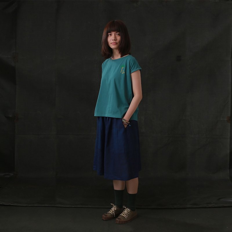 Mushroom MOGU / Organic Cotton / Short Sleeve / Coco - เสื้อผู้หญิง - ผ้าฝ้าย/ผ้าลินิน สีเขียว