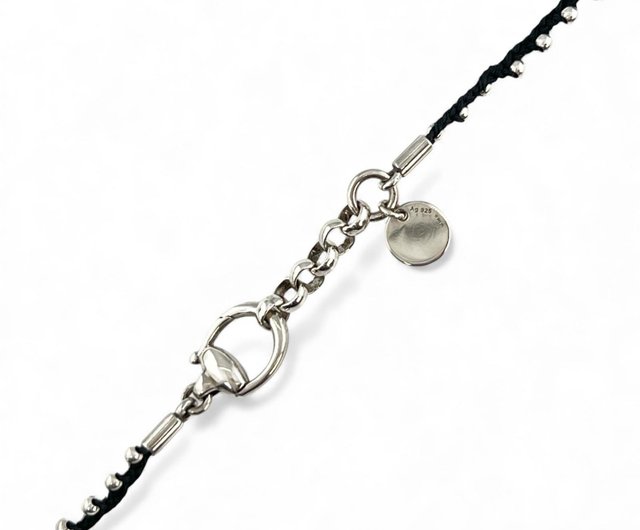 日本直送】グッチ GUCCI ホースビット ネックレス シルバー925 黒 約8g