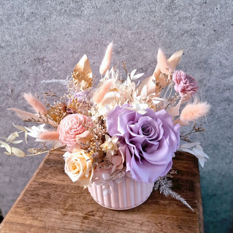 永生玫瑰盆花 不凋花 念思卿 | 情人送禮 生日首選 |台北可自取 - 乾燥花/永生花 - 植物．花 紫色