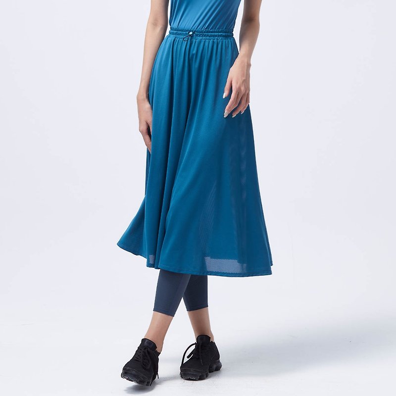 COZEE-Antibacterial Breathable Drawstring Long Skirt-Moroccan Blue - Skirts - Polyester Blue