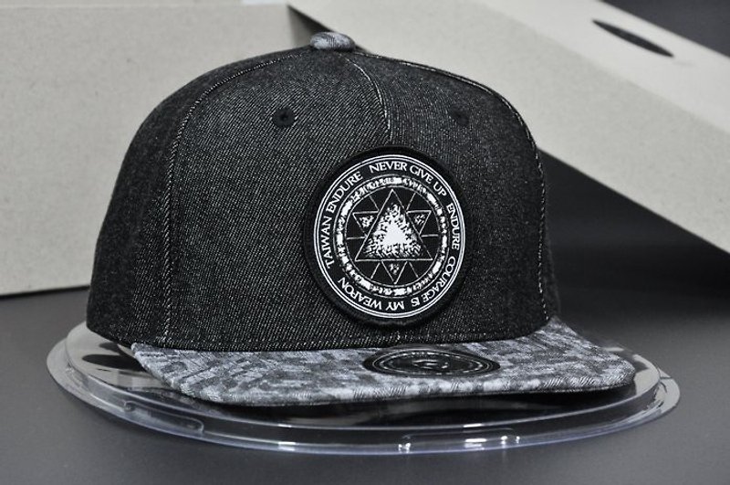 Hexagon magic symbols cowboy black hat body/charcoal gray hat eyebrows - Hats & Caps - Cotton & Hemp 