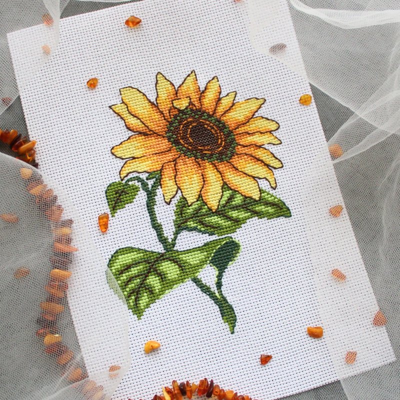 Cross stitch pattern Sunflower, cross stitch chart PDF - Logo 設計/圖案設計 - 其他材質 