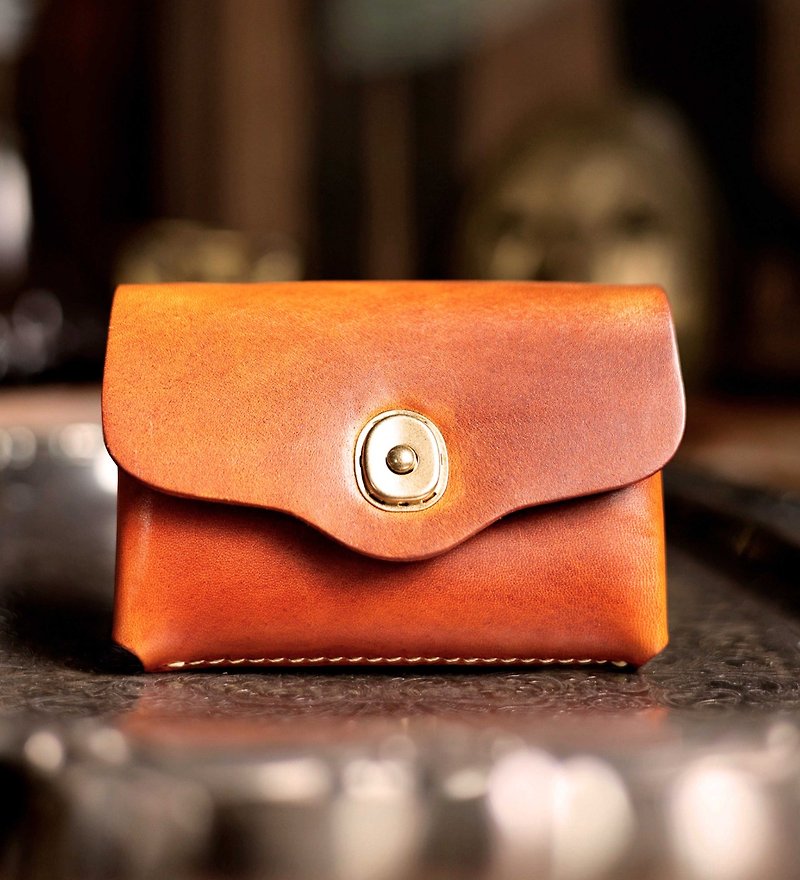 American retro Italian top layer cowhide double layer coin purse - Wallets - Genuine Leather Multicolor