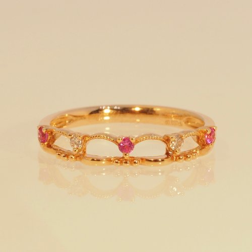 IRIZA Jewellery 18K金粉紅寶石與鑽石丹蘇戒指 18K Gold The Pink Sapphire and D