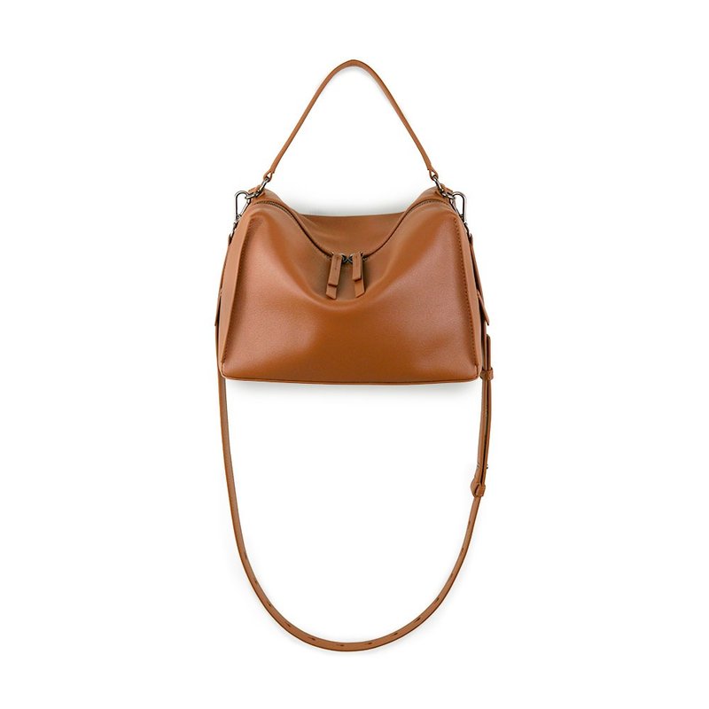 Valley Cube M Shoulder Bag 焦糖棕-側背包/斜背包 - 側背包/斜背包 - 真皮 咖啡色