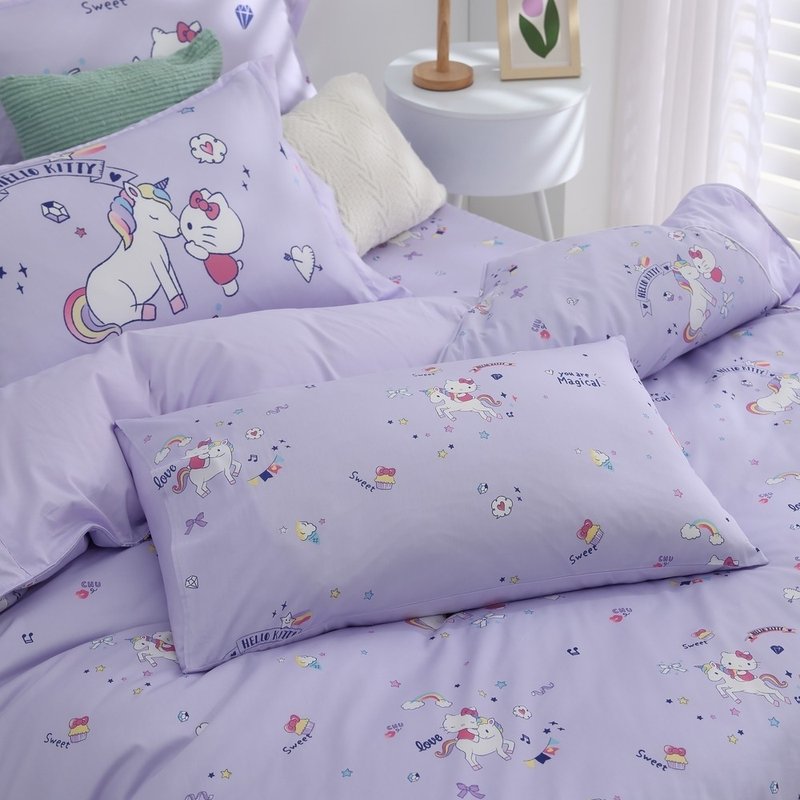 Hello Kitty-床包枕套組-獨角獸-紫-正版授權 - 寢具/床包 - 棉．麻 