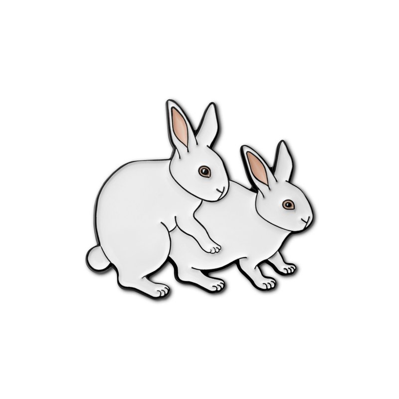Enamel Pin Love Is In The Air Bunnies - 徽章/別針 - 琺瑯 白色