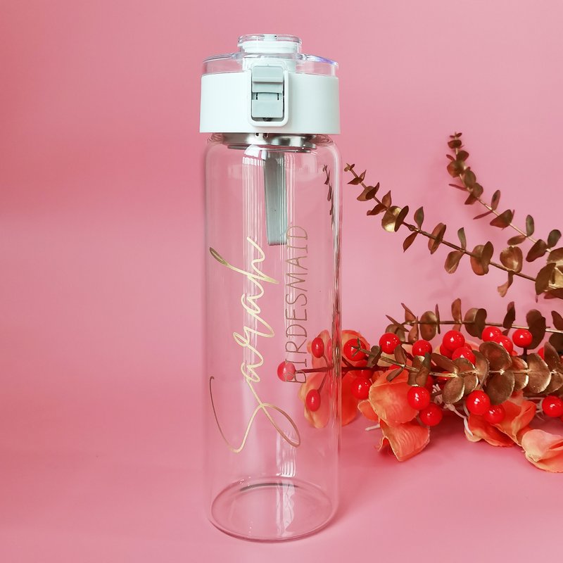 玻璃杯水樽客製化玻璃樽雕刻 結婚禮物紀念禮物 送伴娘送友人 - 玻璃杯 - 玻璃 