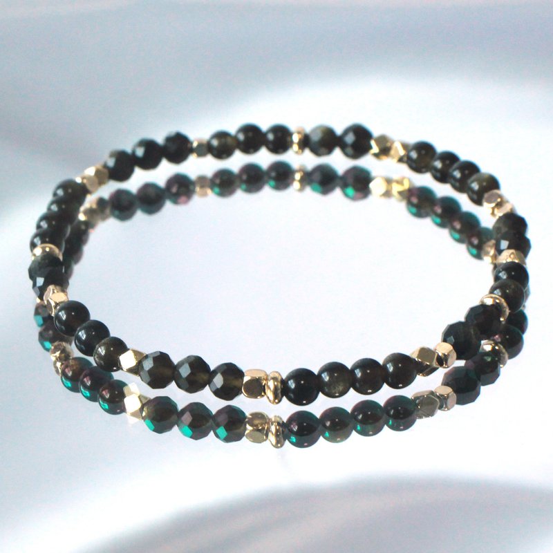 Gold Stone bracelet | ward off evil spirits | eliminate negative energy | attract wealth - Bracelets - Crystal Black