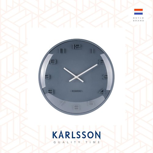 Ur Lifestyle 荷蘭Karlsson Wall clock Elevated petrol blue凸玻璃藍色掛鐘